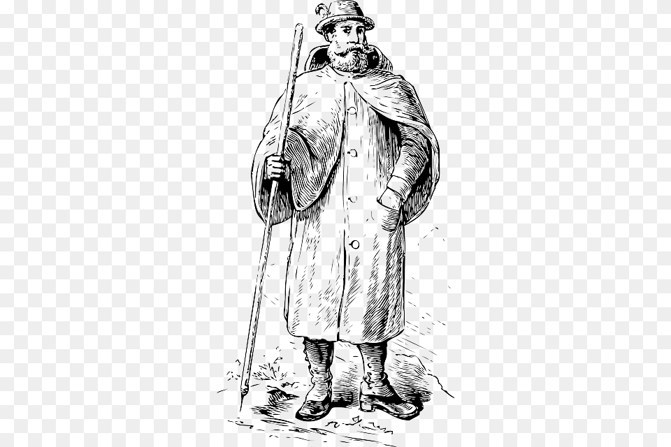 Outline Mountain Man Sports Historic Climber Alpinism, Clothing, Coat, Adult, Person Png Image