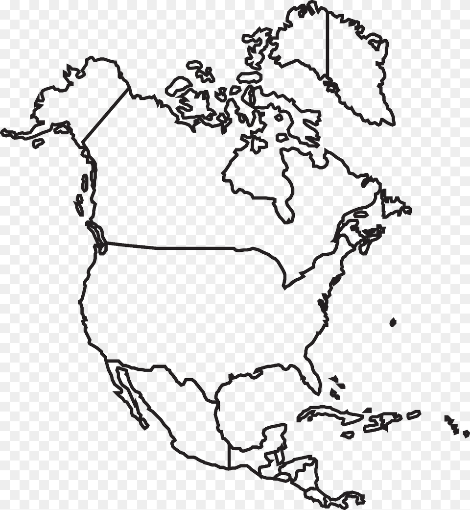 Outline North America Map, Chart, Plot, Atlas, Diagram Free Png Download