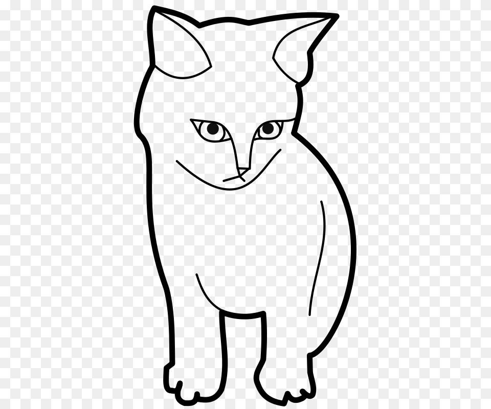 Outline Of A Cat, Gray Png
