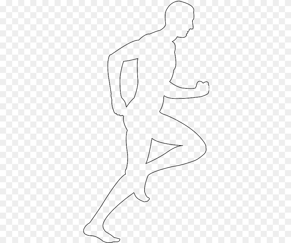 Outline Of A Man Running, Art, Drawing, Kneeling, Person Png Image