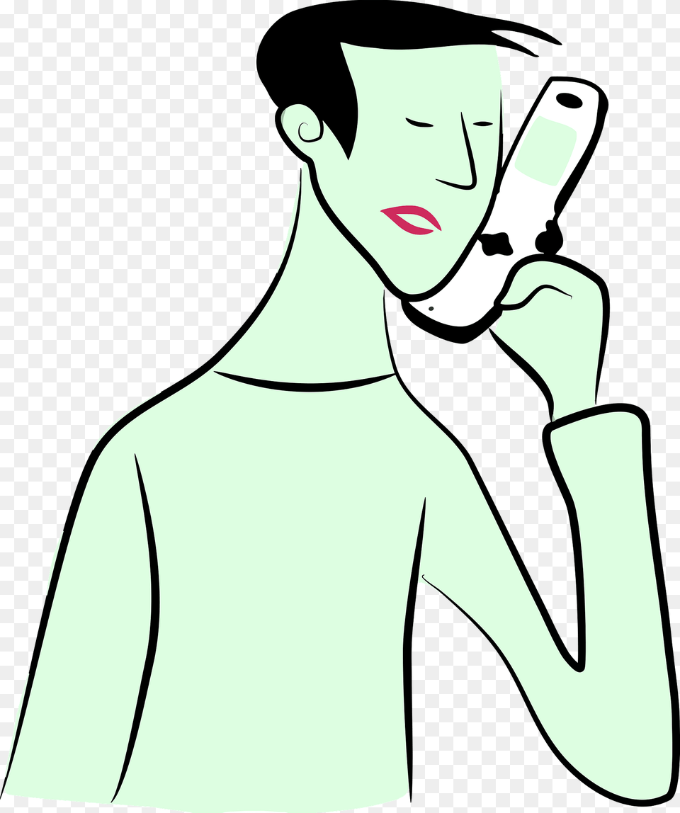 Outline Of Man On His Cellphone Tinted Green Clipart, Adult, Female, Person, Woman Free Transparent Png