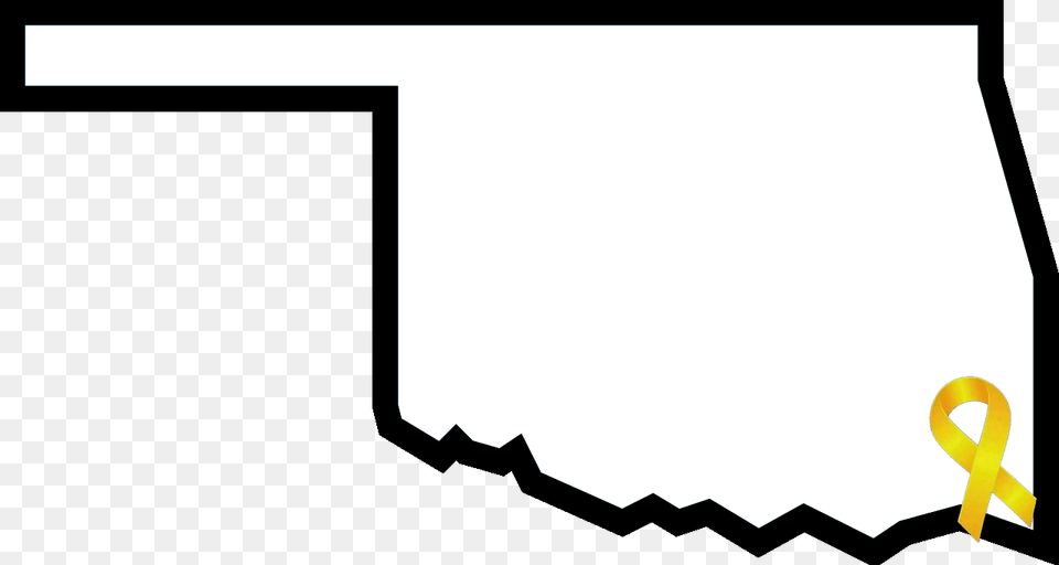 Outline Of Oklahoma With A Yellow Awareness Ribbon Oklahoma State Flag People, Person, Text Free Transparent Png