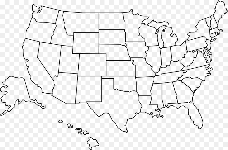 Outline Of The United States Transparent Us Map Outline, Gray Free Png Download