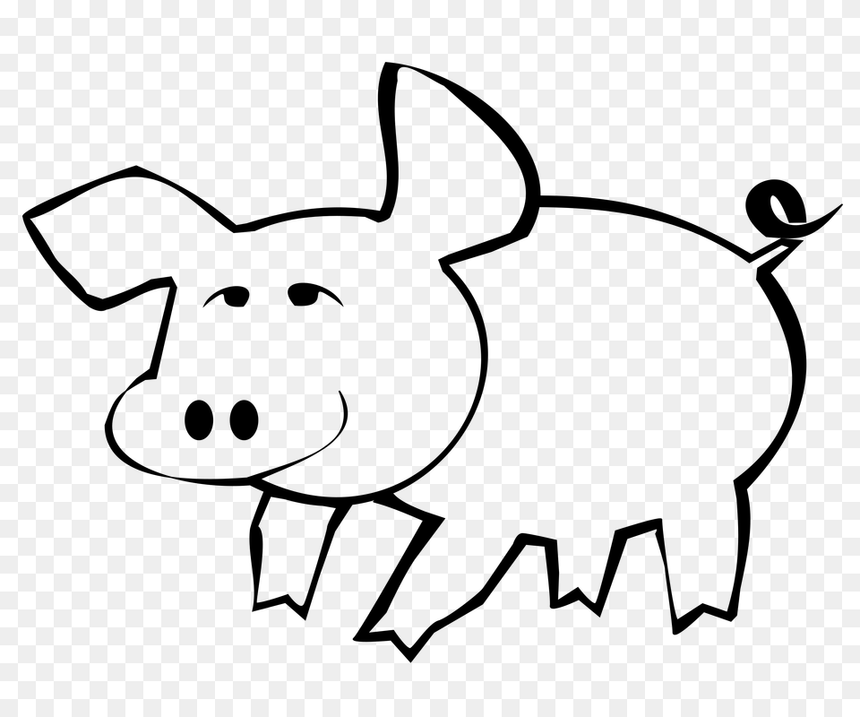 Outline Pig, Gray Free Transparent Png