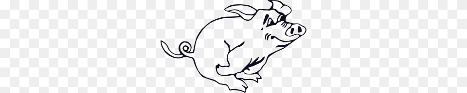 Outline Running Pig Clip Art, Animal, Mammal, Hog, Kangaroo Free Png Download
