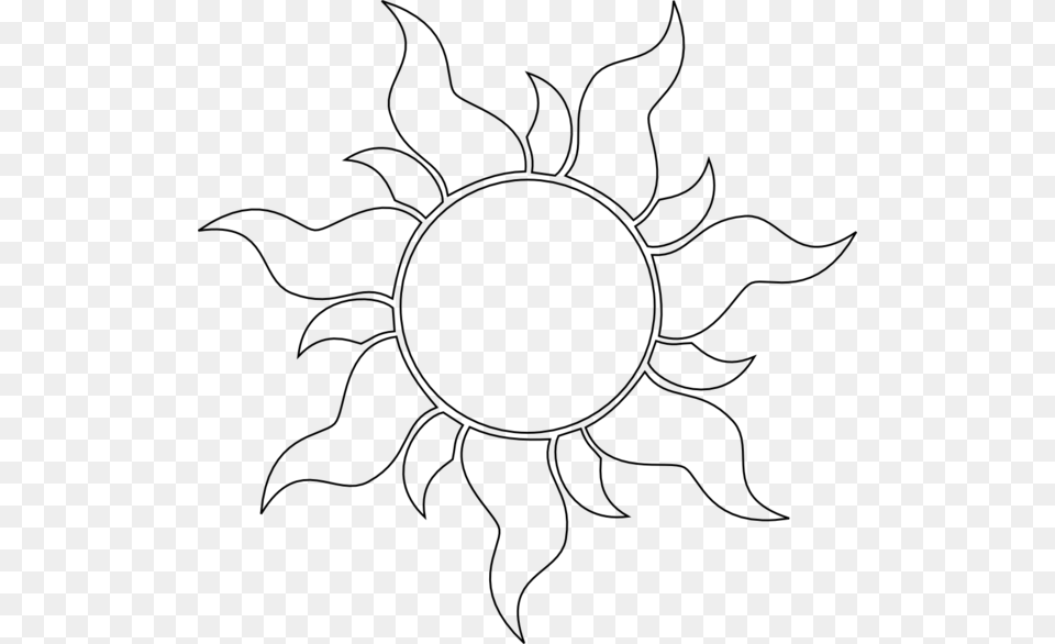 Outline Tangled Sun, Gray Free Png