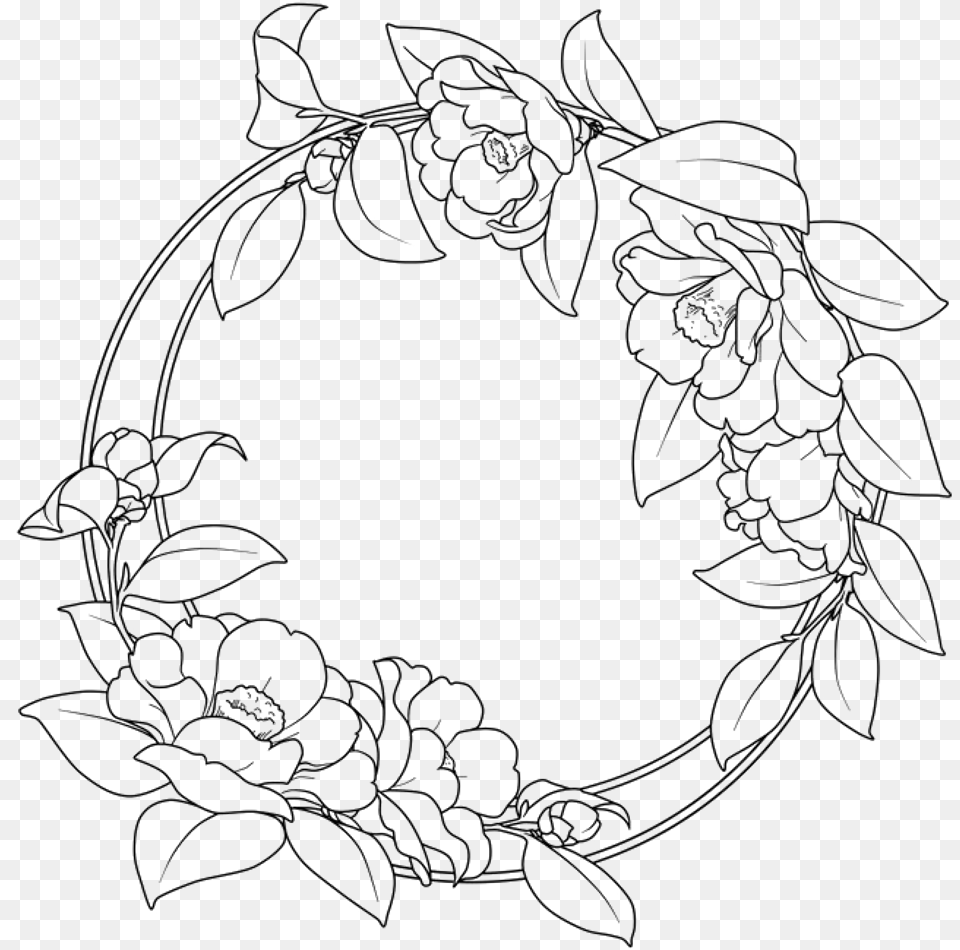 Outlines Outline Circle Frames Frame Border Borders Round Flower Frame Drawing, Accessories, Lace, Chandelier, Lamp Png Image