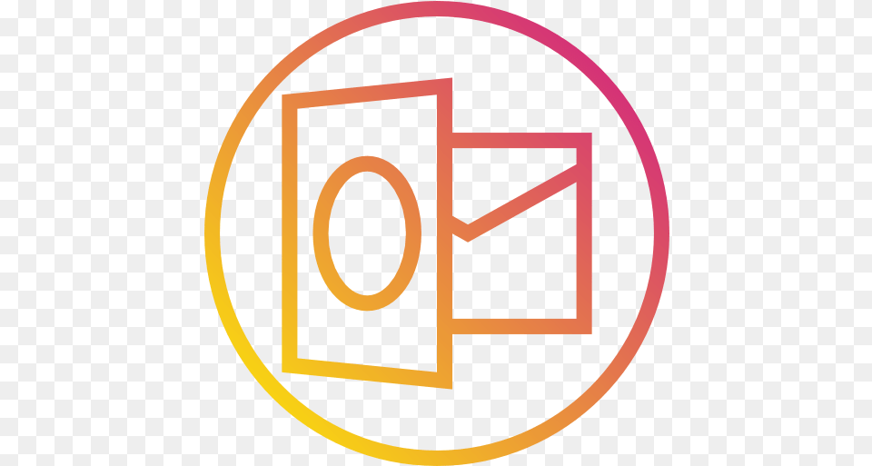 Outlook Circle Outlook Black White Icon, Text, Disk, Number, Symbol Png Image