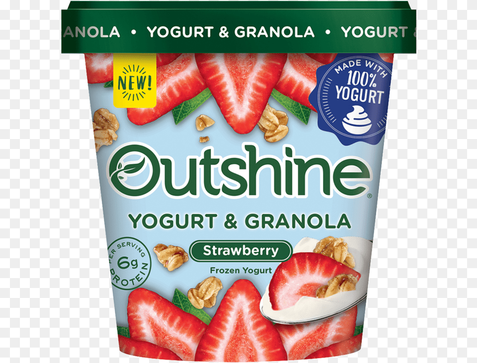 Outshine Strawberry Frozen Yogurt With Granola Outshine Yogurt And Granola, Berry, Dessert, Food, Fruit Free Png
