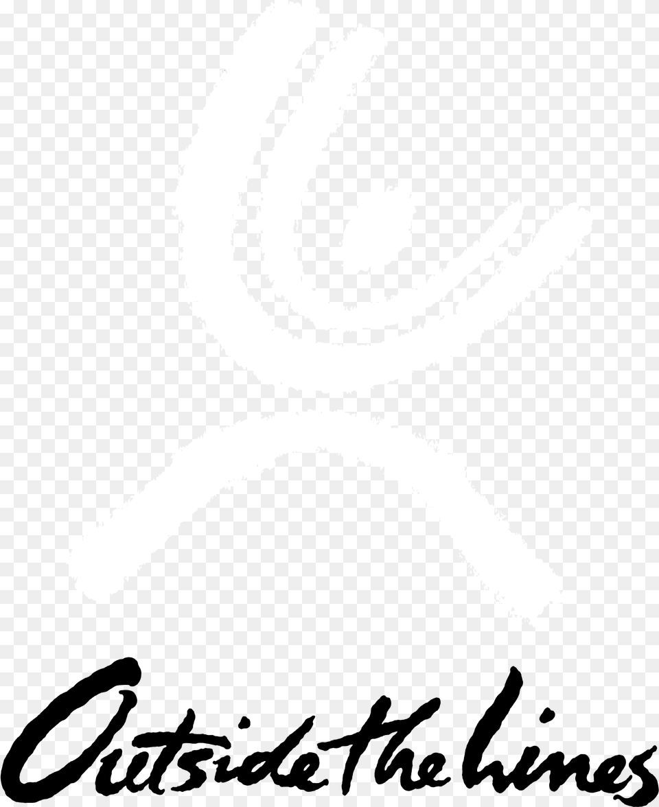 Outside The Lines Logo Black And White Calligraphy, Stencil, Text Png