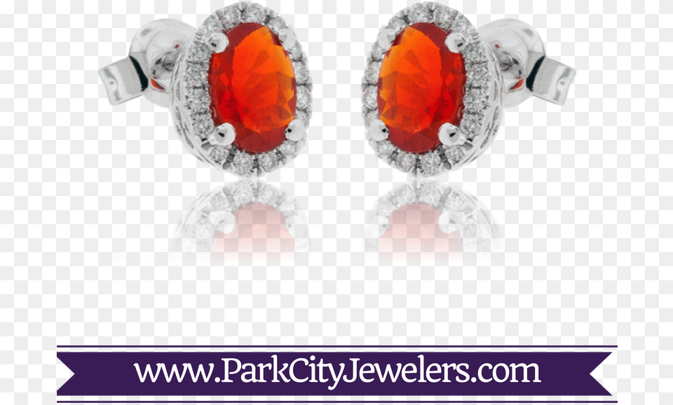 Oval Fire Opal And Diamond Stud Earrings, Accessories, Jewelry, Gemstone, Earring Free Png Download