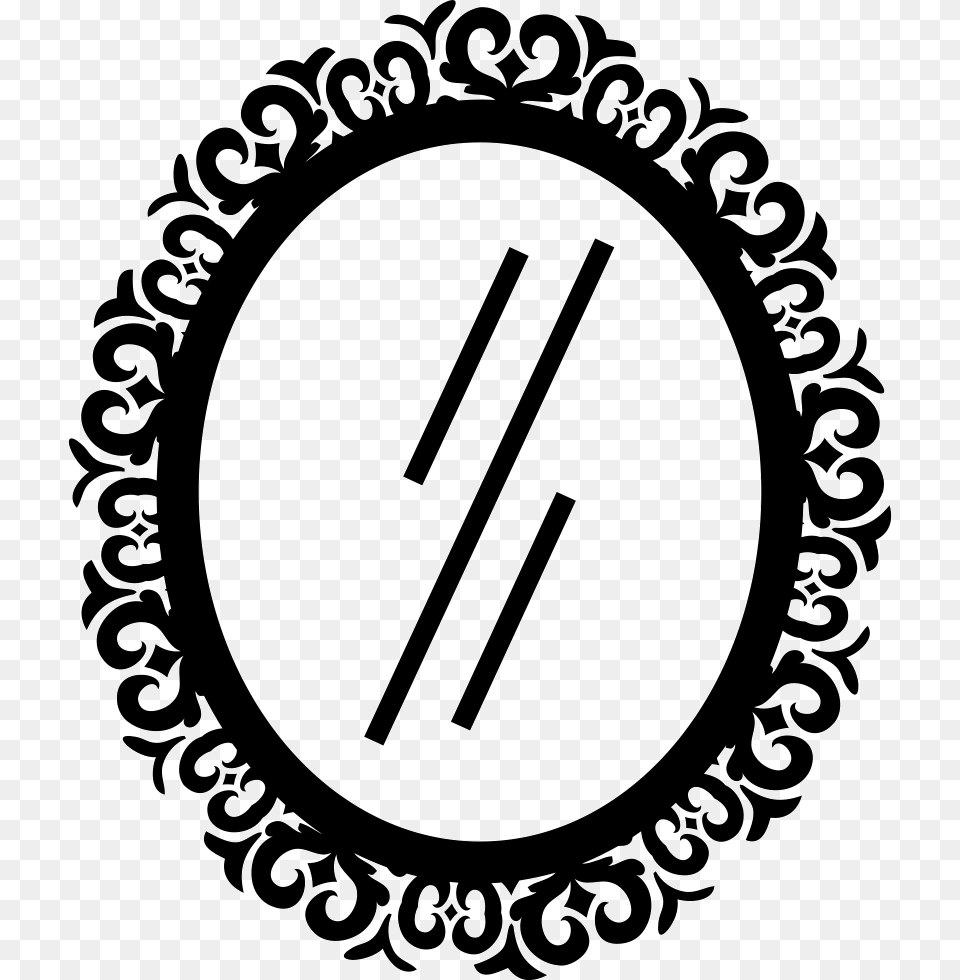 Oval Hair Salon Mirror With Ornamental Border Icono De Espejo, Stencil, Symbol Free Png