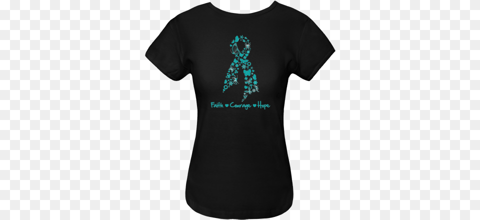 Ovarian Cancer Faith Courage Hope Women39s Fitted T Shirt Vasculitis Awareness Vasculitis Ribbon, Clothing, T-shirt Png