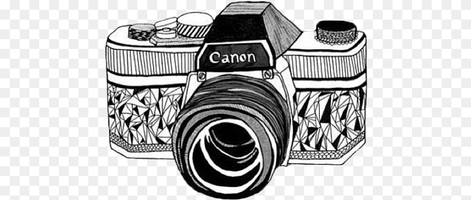 Overlay Canon And Camera Image Black And White Camera Drawing, Electronics, Digital Camera Free Png Download