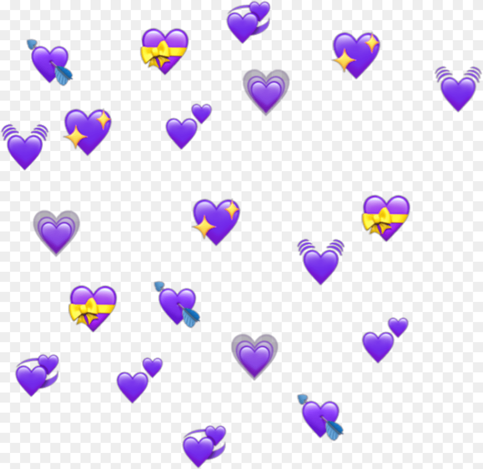 Overlay Heart Emojis, Purple Png