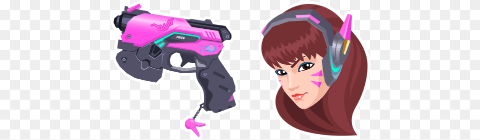 Overwatch 2 Dva Light Gun Cursor U2013 Custom Browser Water Gun, Weapon, Handgun, Firearm, Person Free Png