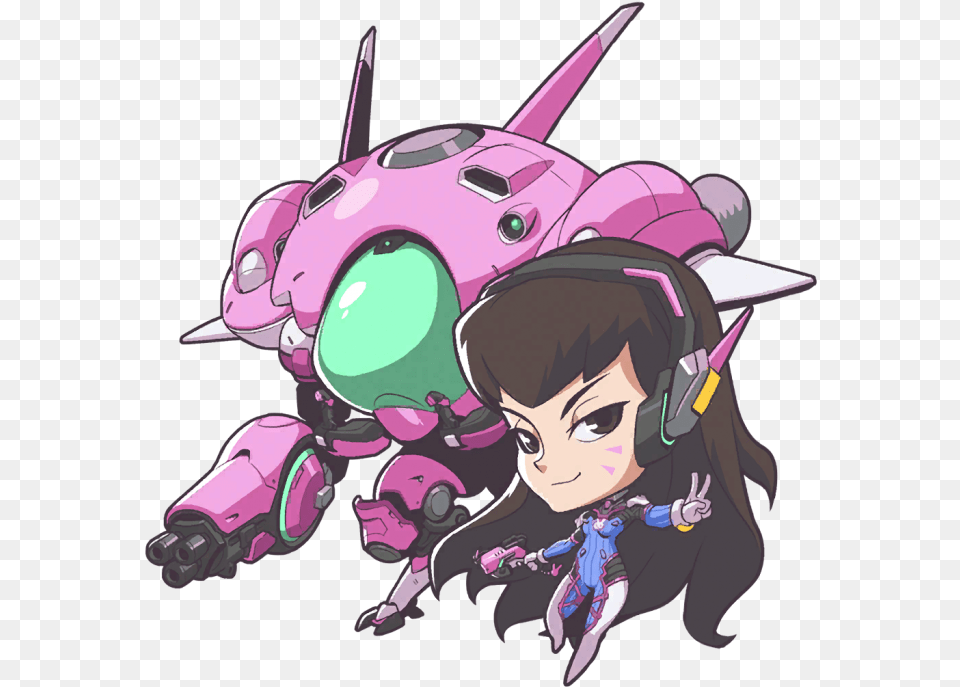 Overwatch Dva Vector Clipart Psd Overwatch Dva Cute Spray, Book, Comics, Publication, Baby Free Transparent Png