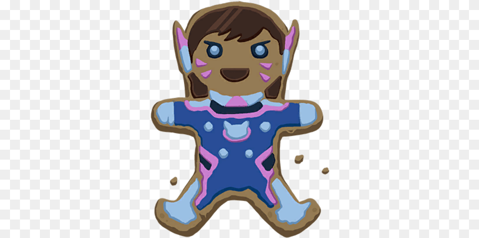 Overwatch Heroes Of The Storm Purple Cartoon Fictional Dva Gingerbread, Food, Sweets, Face, Head Free Transparent Png