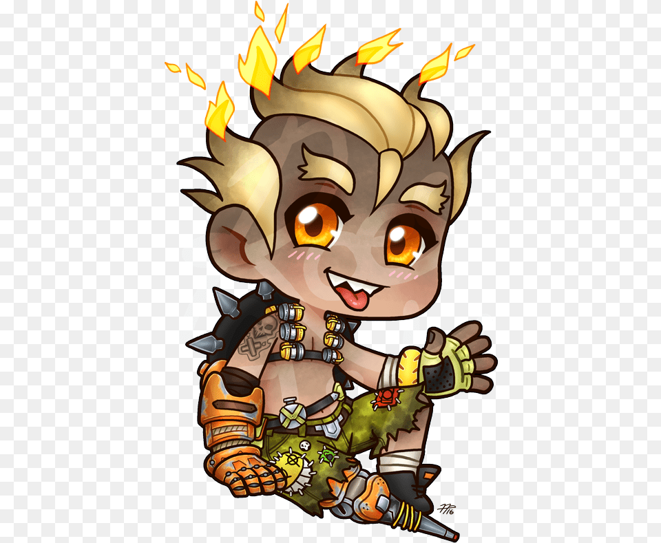 Overwatch Junkrat Anime Fanart, Book, Comics, Publication, Baby Free Png Download