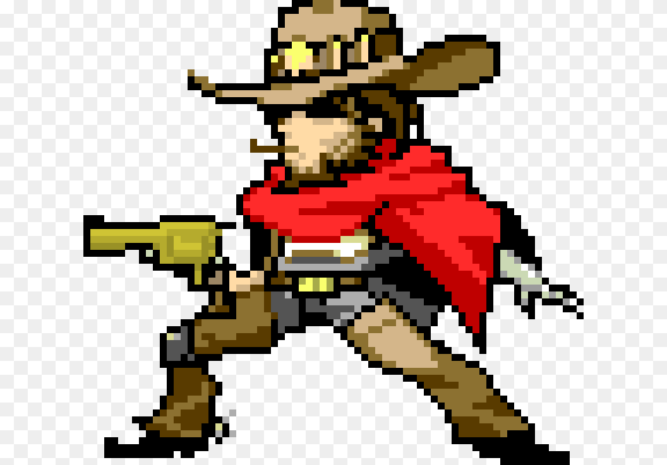 Overwatch Mccree Pixel Spray Clipart Overwatch Mccree Pixel Spray, Clothing, Hat, Qr Code, Dynamite Png Image