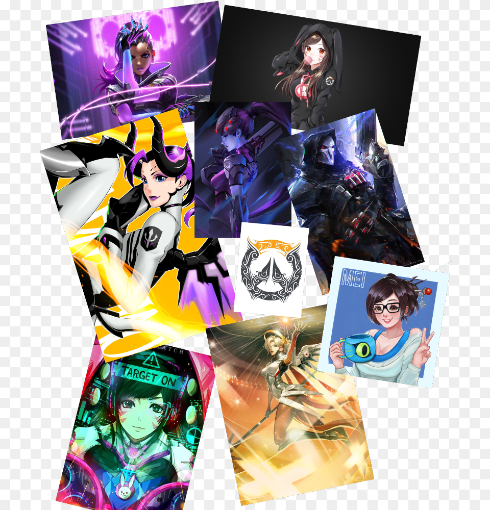 Overwatch Mei Mercy Dva Reaper Freetoedit Collage, Woman, Publication, Person, Female Png Image