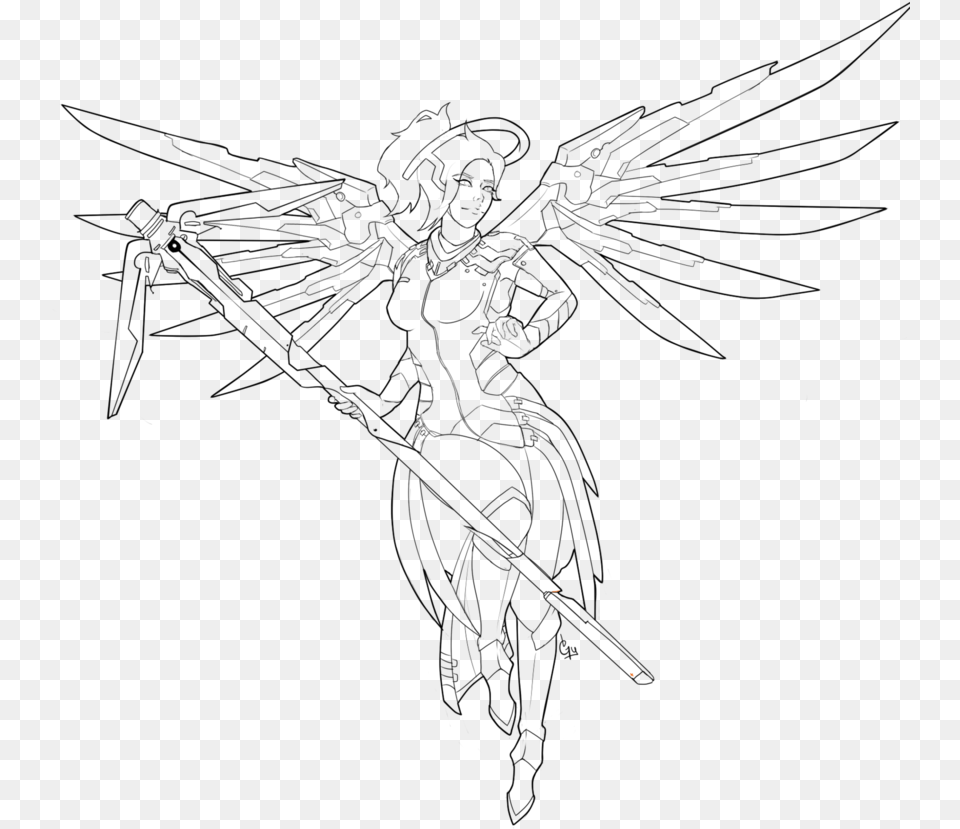Overwatch Mercy Black And White, Nature, Night, Outdoors, Lighting Free Transparent Png