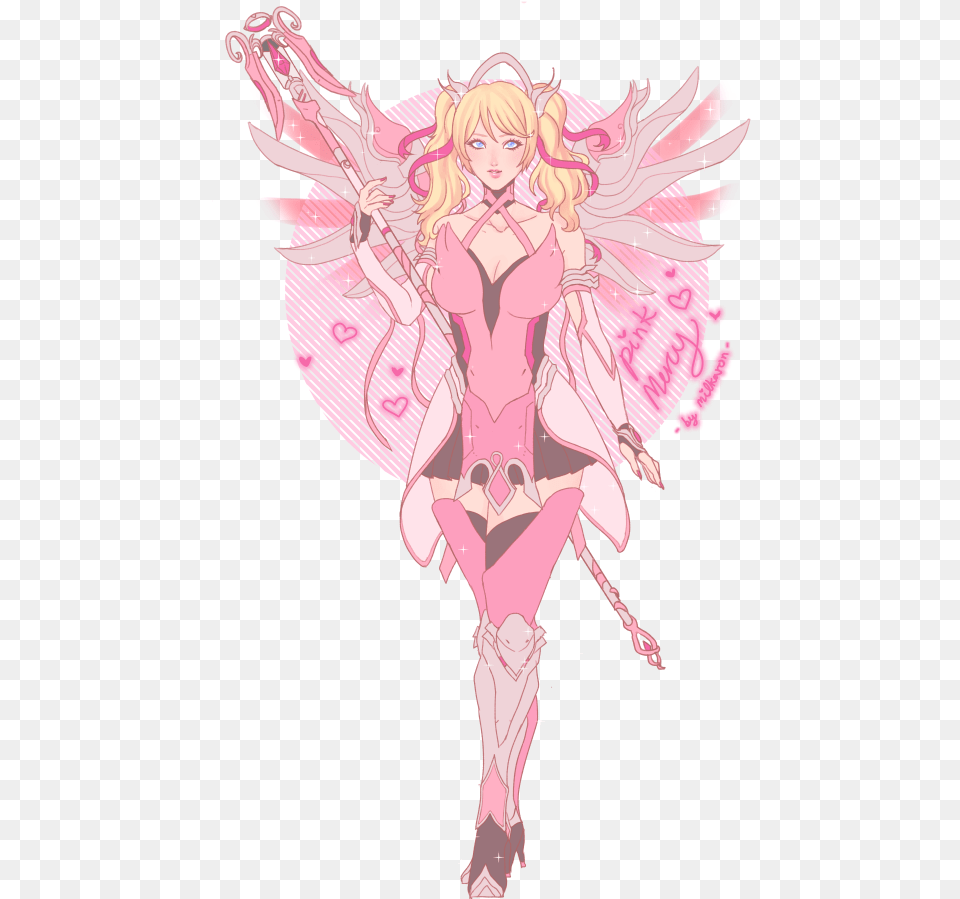 Overwatch Pink Mercy Fanart, Book, Comics, Publication, Person Free Png