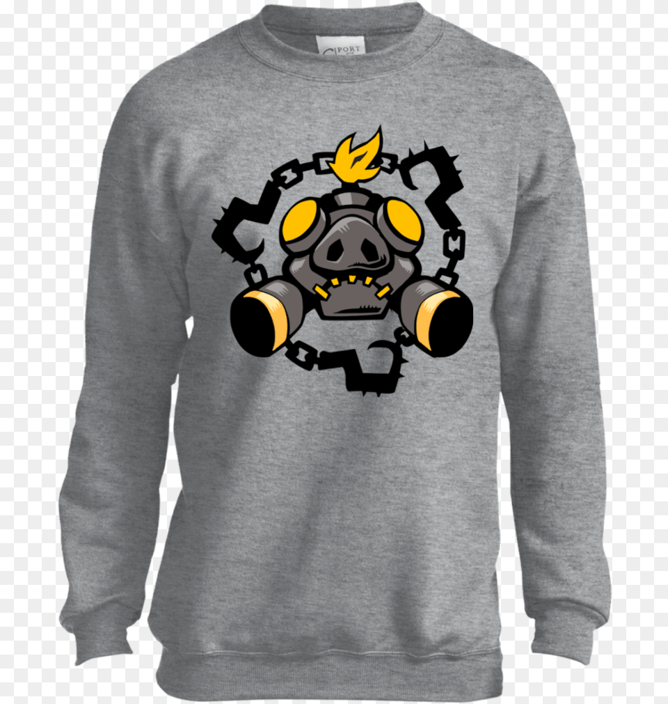 Overwatch Roadhog Chains Spray Youth Pc90y Port And 102nd Indy 500 Shirt, Clothing, Sweatshirt, Knitwear, Long Sleeve Png