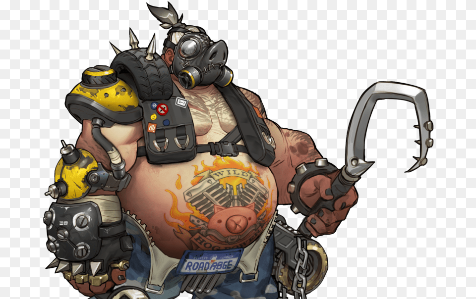 Overwatch Roadhog Concept Art, Person, Skin, Tattoo, E-scooter Free Transparent Png