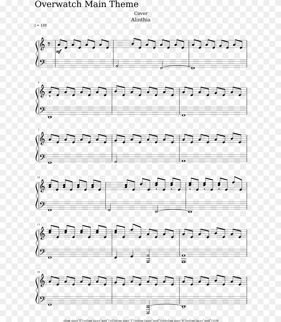 Overwatch Theme Piano Notes, Gray Free Transparent Png