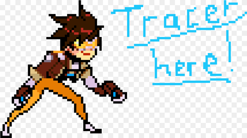 Overwatch Tracer Pixel Spray, People, Person, Book, Comics Png Image