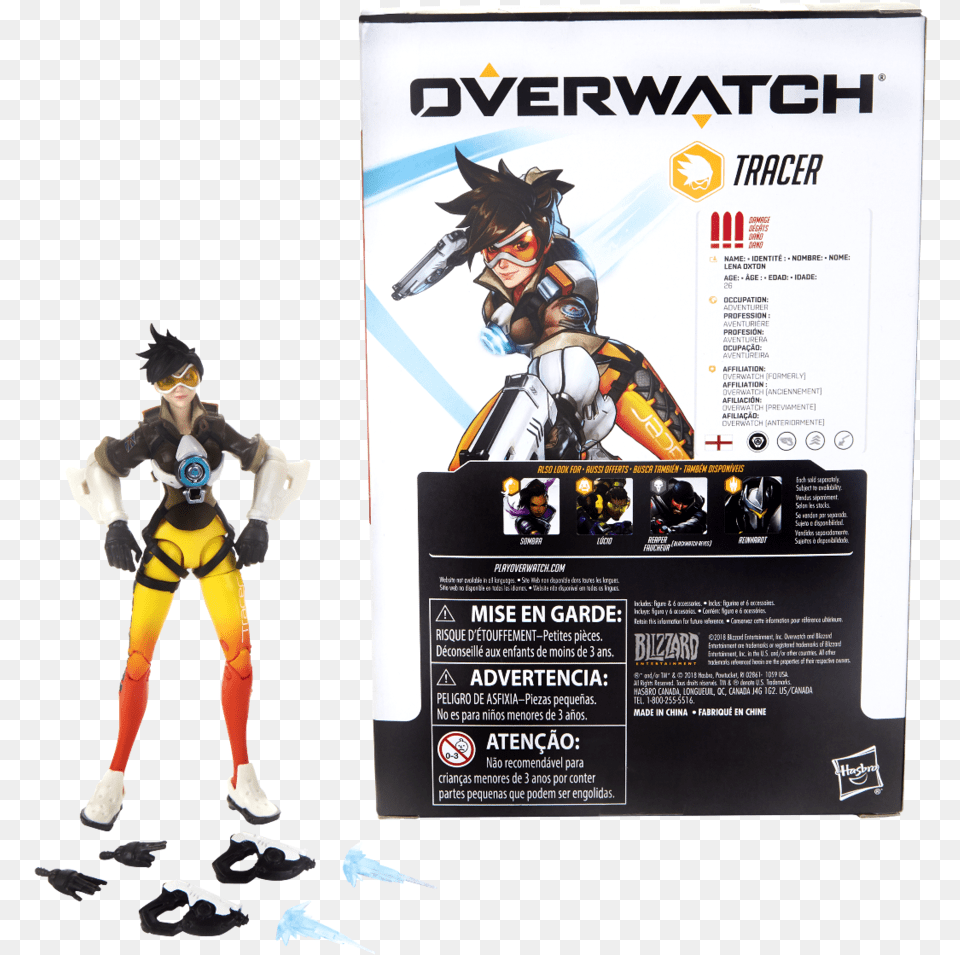 Overwatch Ultimates Series Tracer Collectible Action Overwatch Hasbro, Advertisement, Poster, Person, Adult Png Image