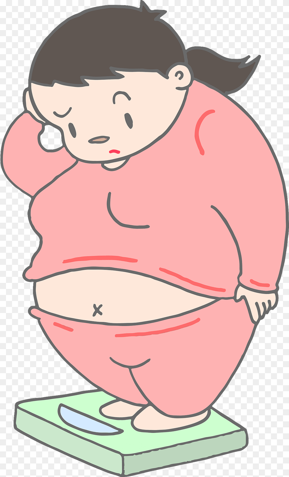 Overweight Woman Is On A Scale Clipart, Baby, Person, Face, Head Png