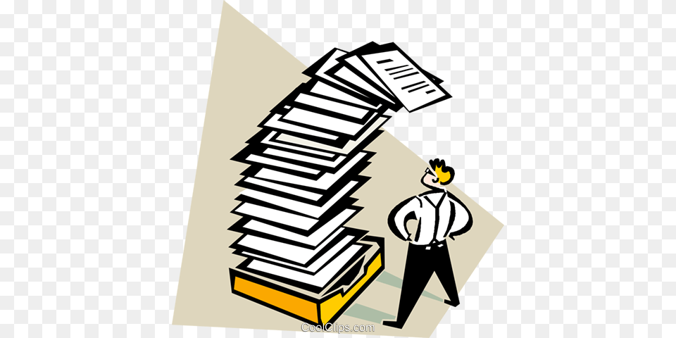 Overwhelming Amount Of Paperwork Royalty Vector Clip Art, Book, Publication, Comics, Person Free Transparent Png