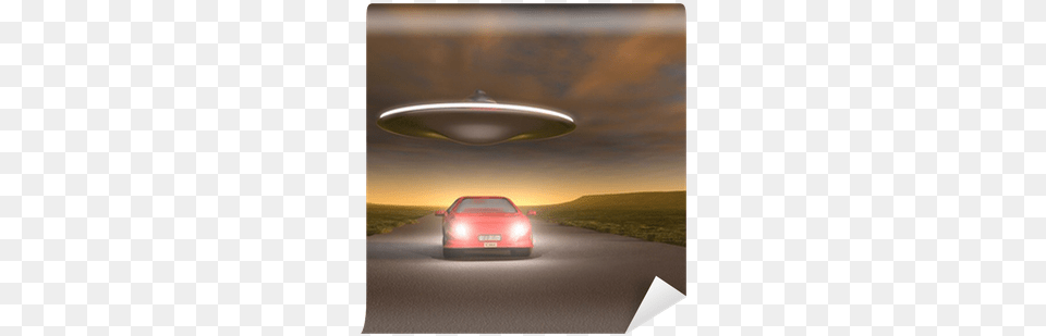 Ovni Sobre Un Coche En La Carretera Wall Mural Pixers Unidentified Flying Object, Car, License Plate, Transportation, Vehicle Free Png