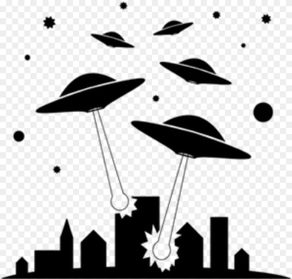 Ovnis Extraterrestrial City Silhouette Black Ftesticker Alien Invasion Clipart, Nature, Night, Outdoors, Lighting Png Image