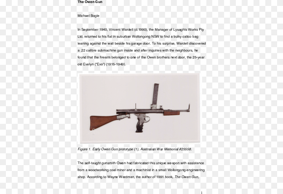 Owen Machine Gun, Firearm, Rifle, Weapon, Machine Gun Png Image
