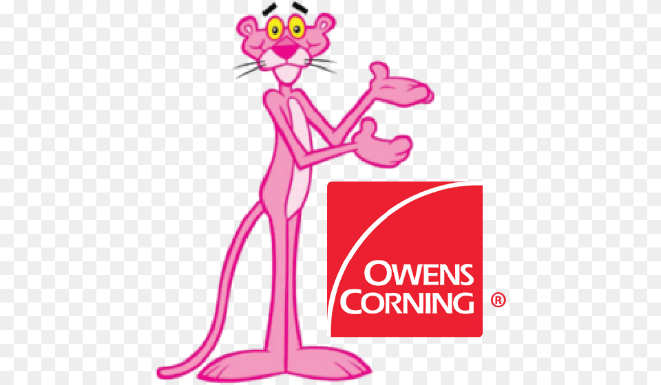 Owens Corning Pink Panther Logo, Purple, Advertisement, Person, Figurine Png