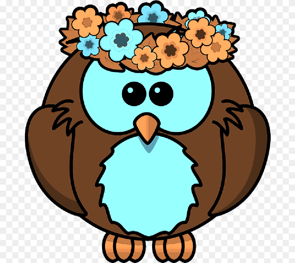 Owl Animal Bird Flowers Funny Garland Spring Public Cartoon Owl, Beak, Baby, Person, Face Free Transparent Png