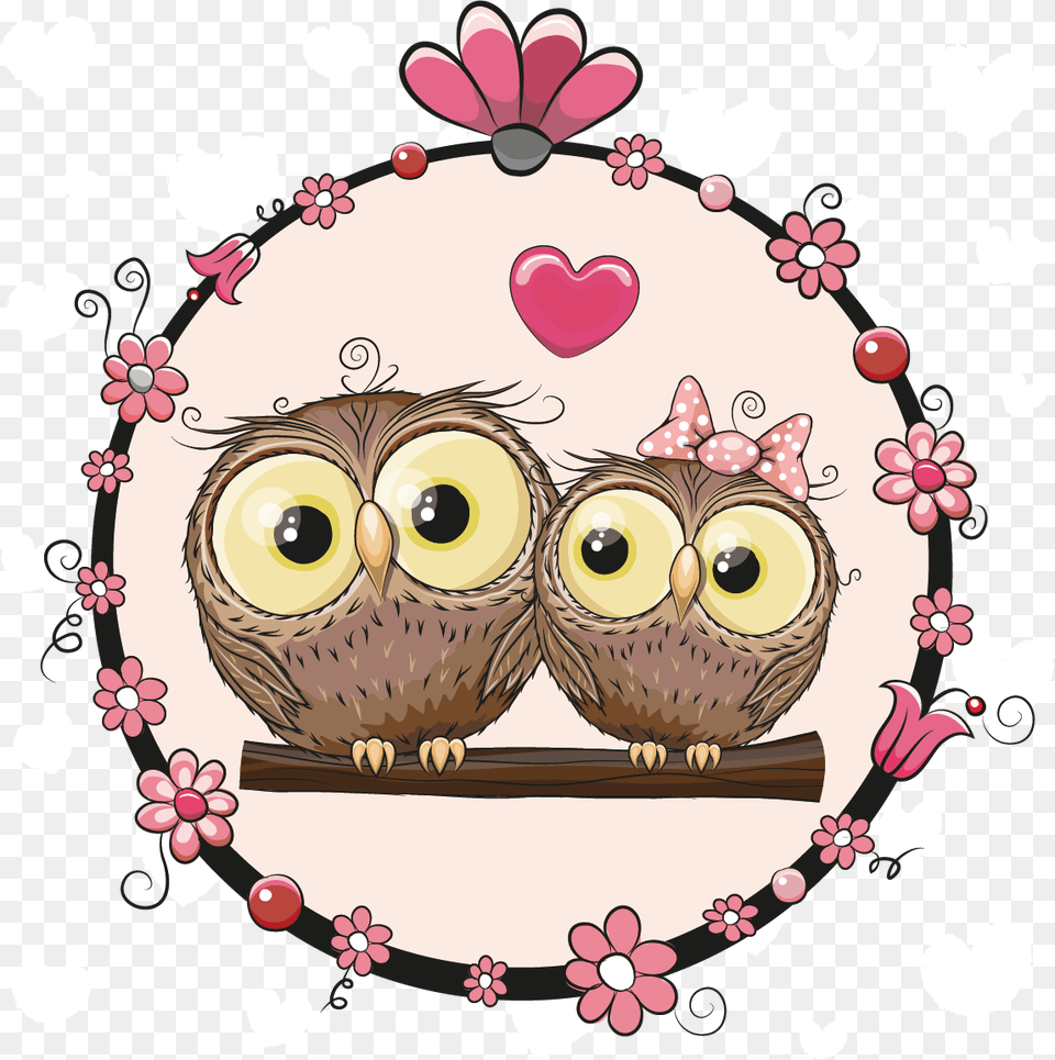 Owl Animals Couple Material Illustration Vector Cartoon Cartoon Owl Couples, Art Png