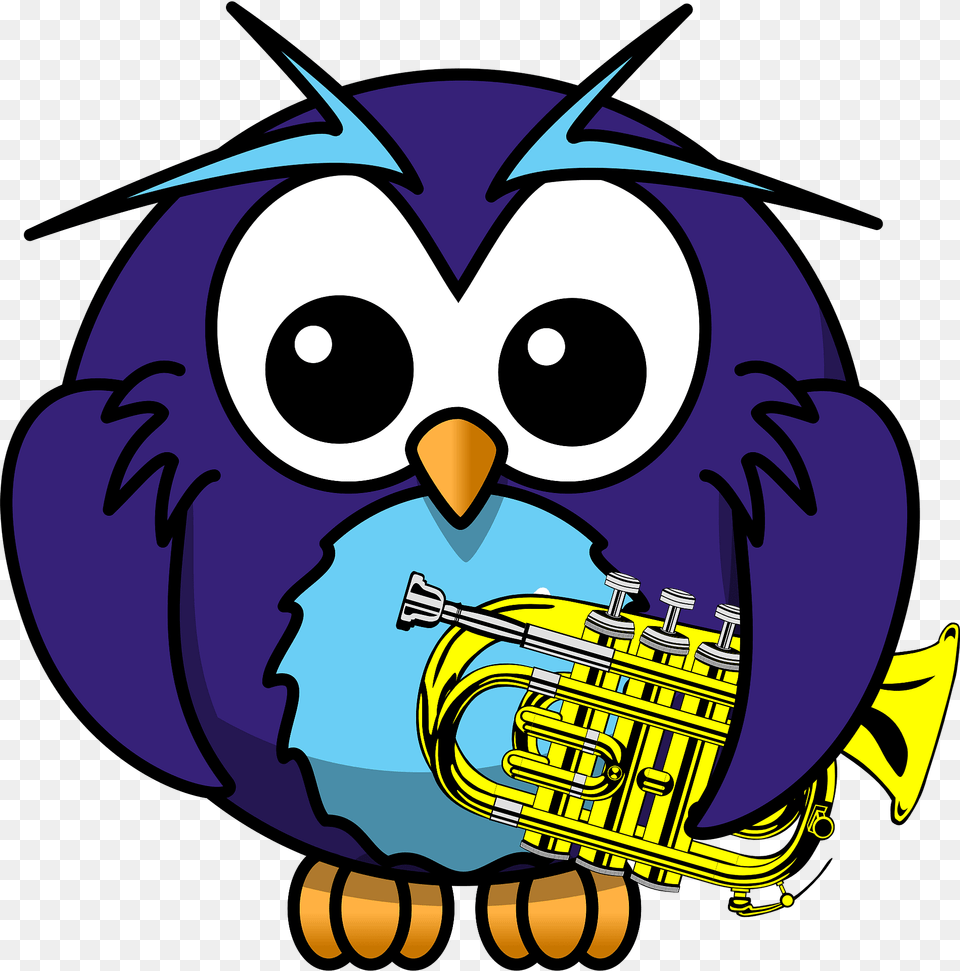 Owl Band Member Clipart, Brass Section, Horn, Musical Instrument, Dynamite Png