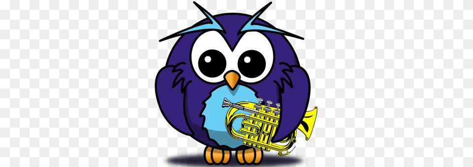 Owl Cartoon Download Animation, Brass Section, Horn, Musical Instrument Free Png