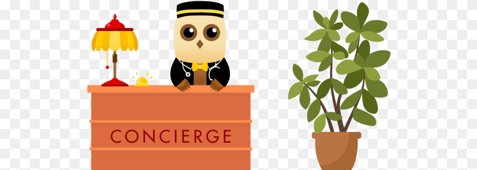 Owl Concierge 2 04 Concierge Cartoon, Vase, Pottery, Potted Plant, Jar Free Png