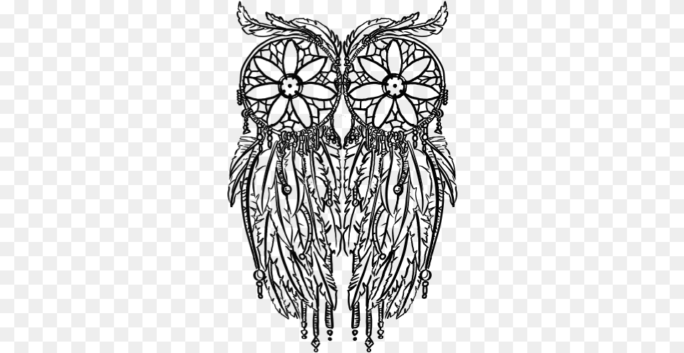 Owl Dreamcatcher Drawing Black Owl Dream Catcher Coloring Pages, Art, Person, Silhouette Free Transparent Png
