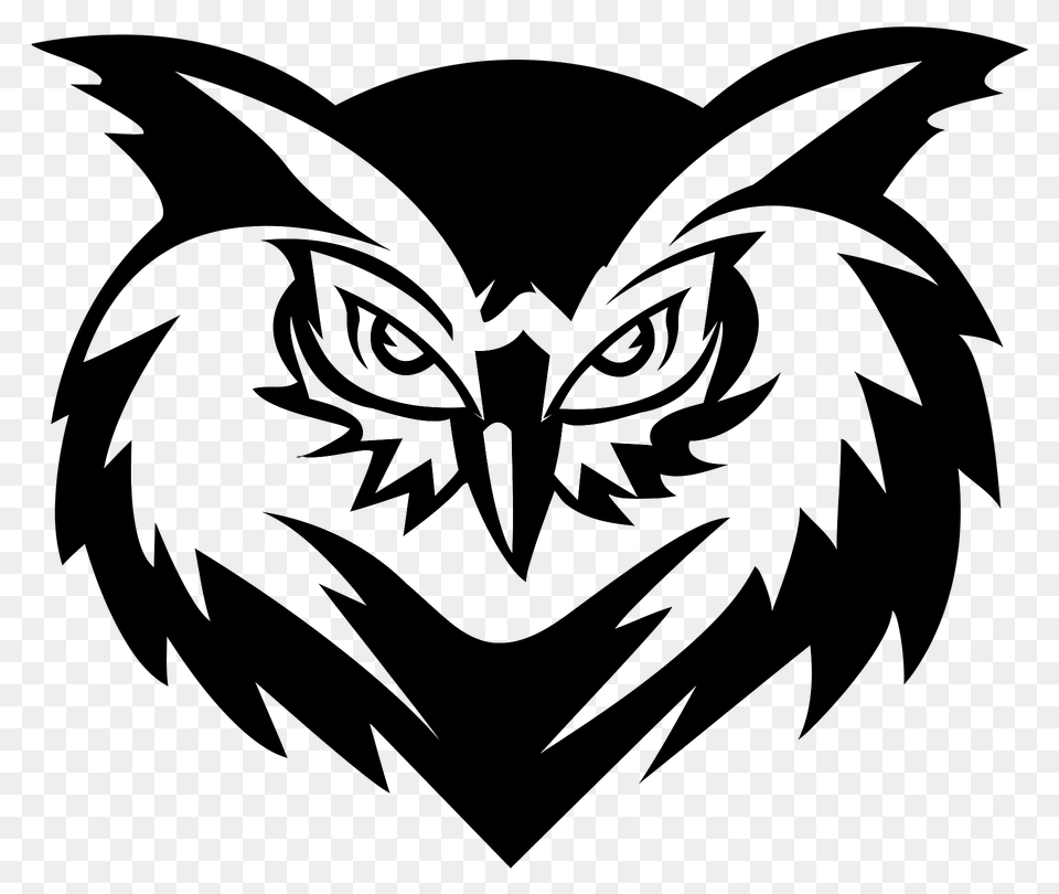 Owl Face Black And White Clipart, Logo, Animal, Fish, Sea Life Png