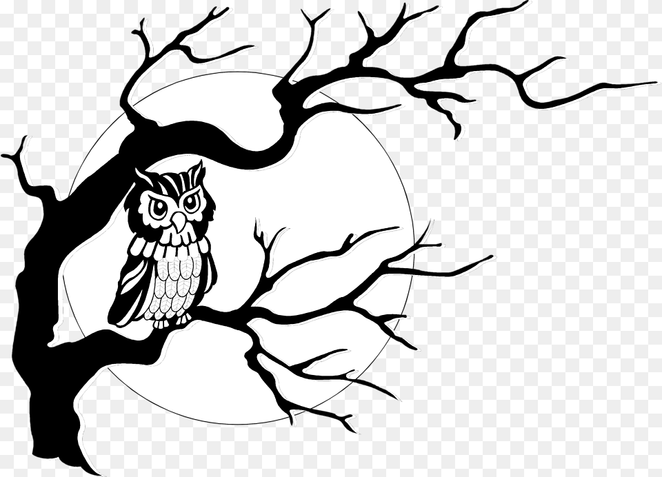 Owl Stock Photo Illustration Of An Owl In A Tree In Front, Stencil, Person Free Transparent Png