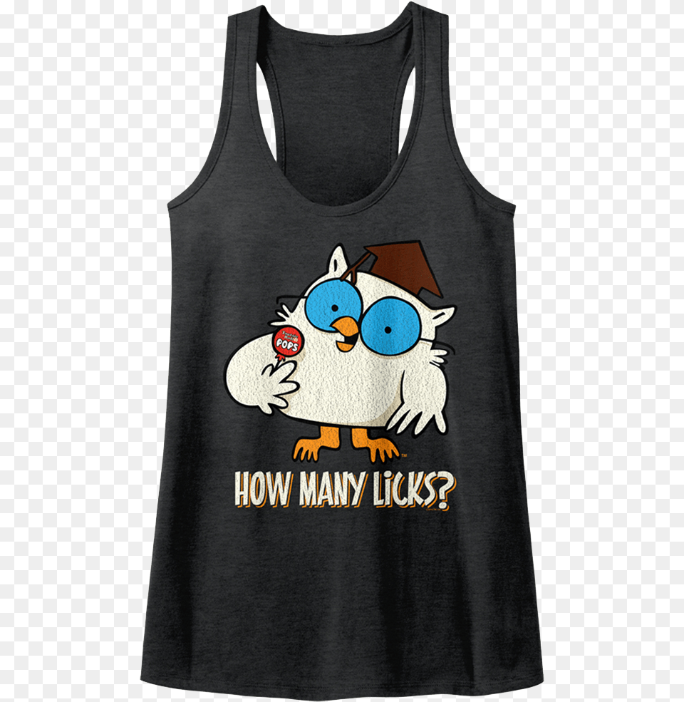 Owl How Many Licks Tootsie Pop Racerback Tank Top Tootsie Pop, Clothing, Tank Top, Animal, Bird Png