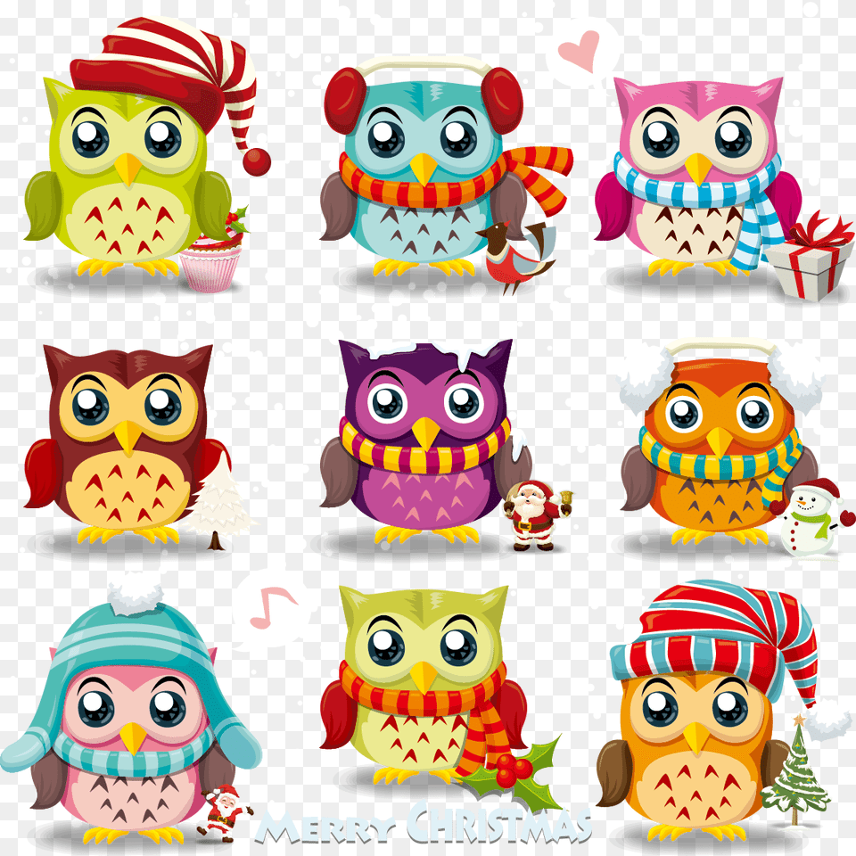 Owl Material Cute Claus Cartoon Vector Santa Clipart Christmas Owl Cartoon, Toy, Person, People, Food Png Image