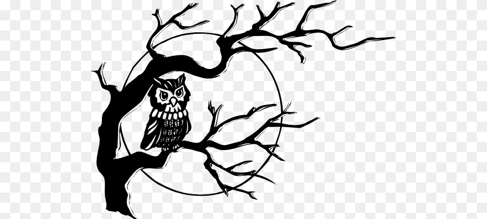 Owl On Tree Branch Clip Art, Stencil, Animal, Bird, Drawing Png