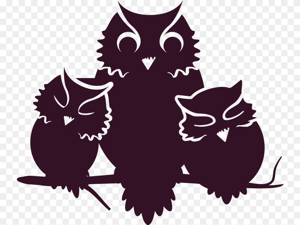Owl Owlets Baby Vector Graphic On Pixabay Halloween Owl Silhouette, Person, Purple, Face, Head Free Png